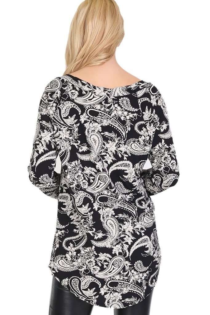 Elissia Long Sleeve Paisley Print Top - bejealous-com