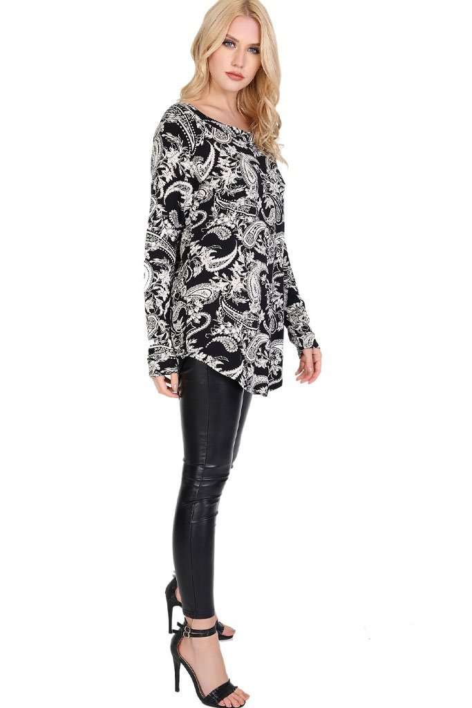 Elissia Long Sleeve Paisley Print Top - bejealous-com