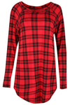 Elissia Long Sleeve Red Tartan Print Top - bejealous-com