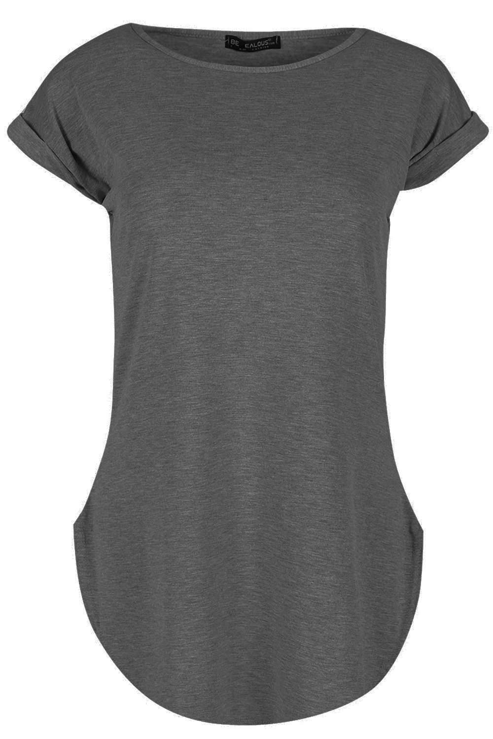 Eliza Curved Hem Basic Jersey Tshirt - bejealous-com