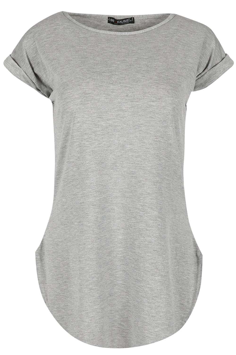 Eliza Curved Hem Basic Jersey Tshirt - bejealous-com