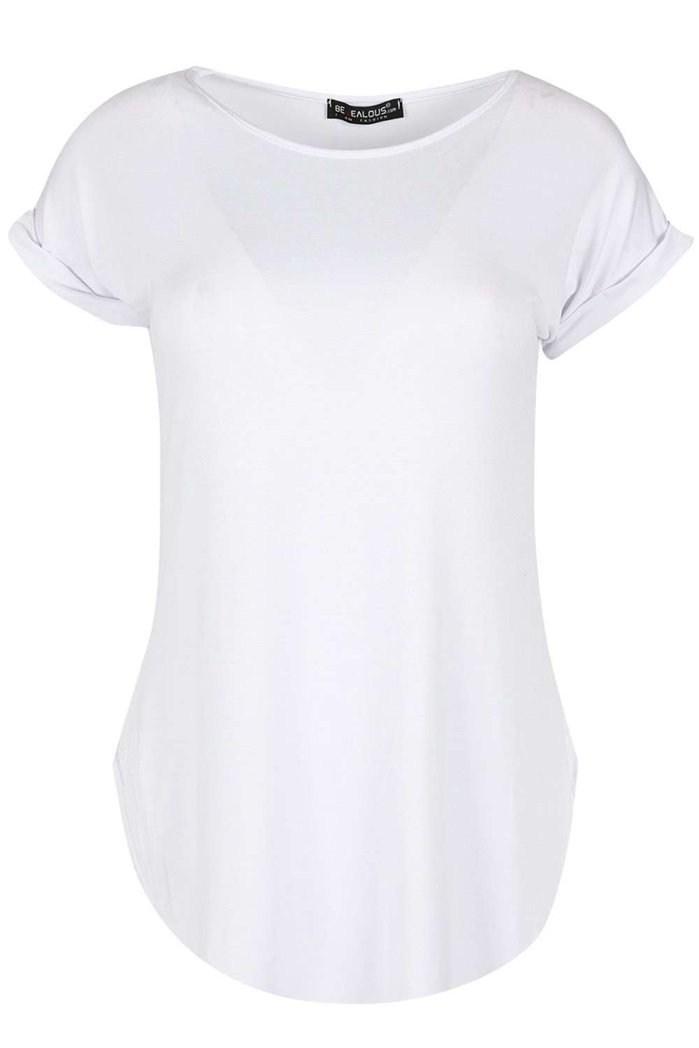 Eliza Curved Hem Basic Jersey Tshirt - bejealous-com