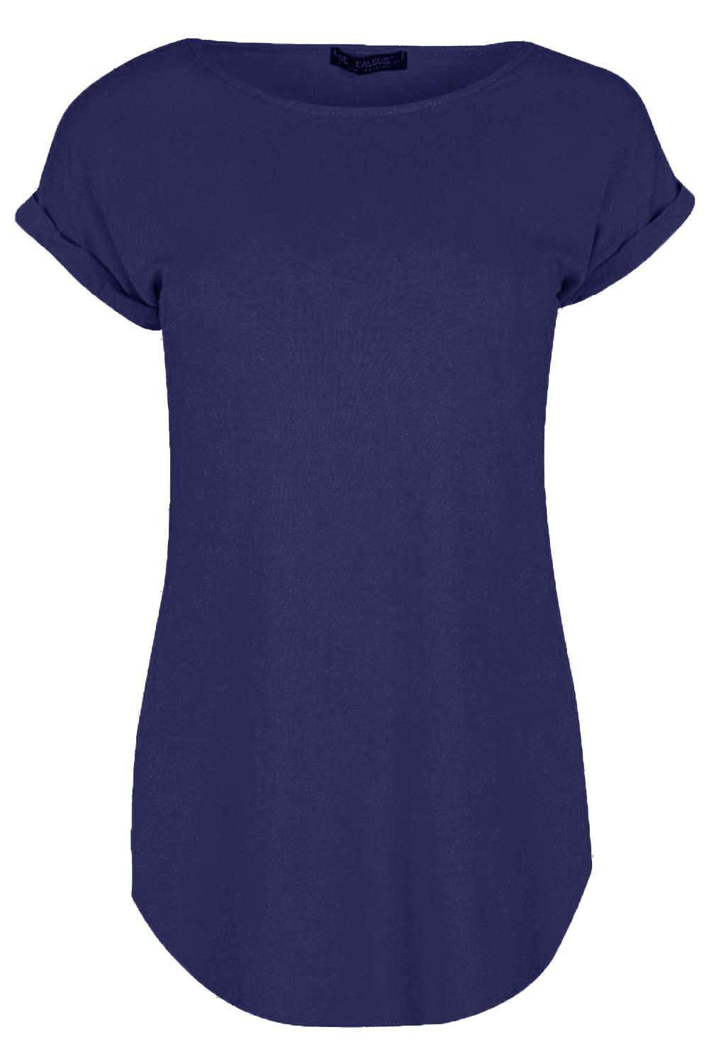Eliza Curved Hem Basic Jersey Tshirt - bejealous-com