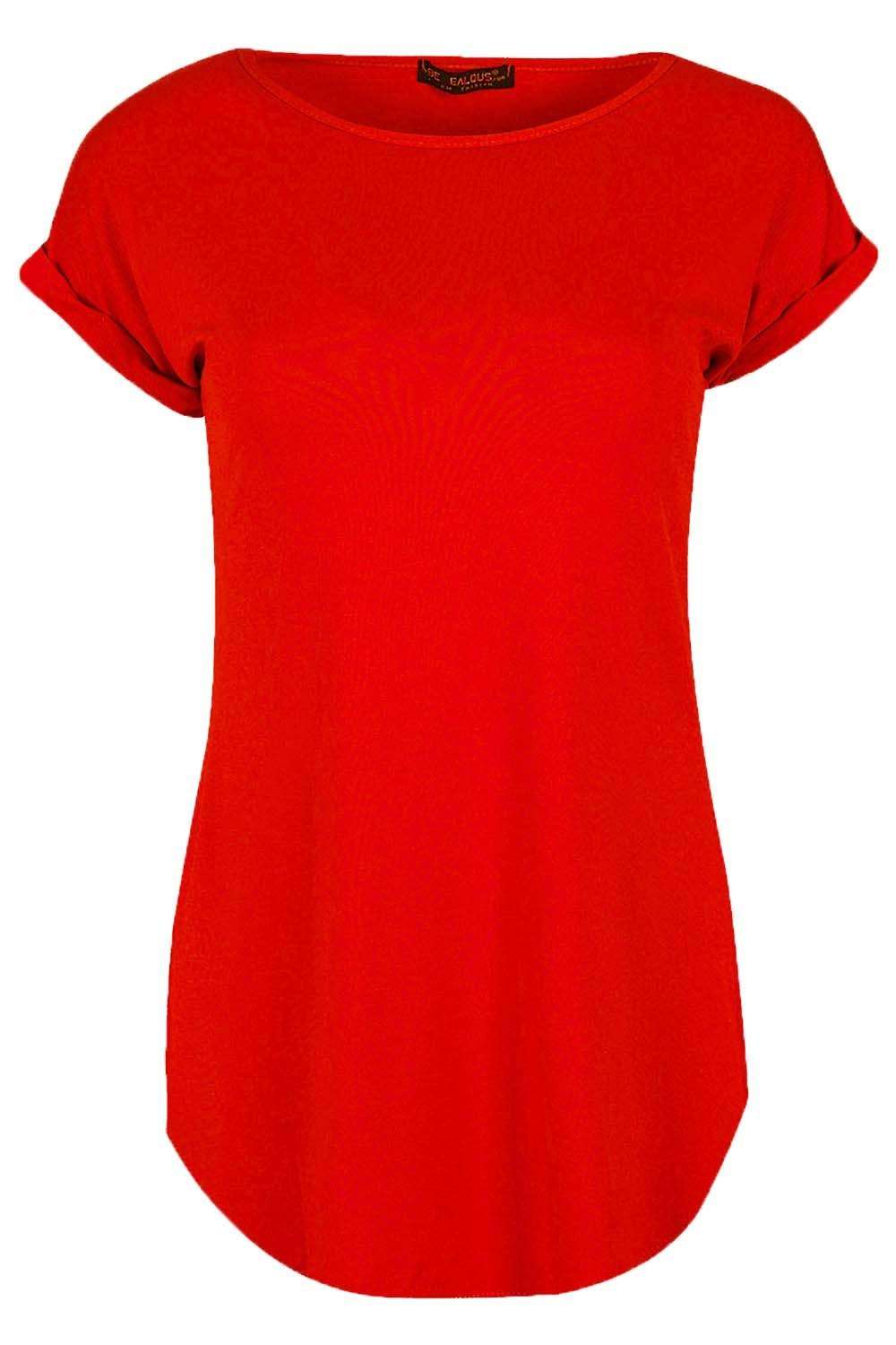Eliza Curved Hem Basic Jersey Tshirt - bejealous-com