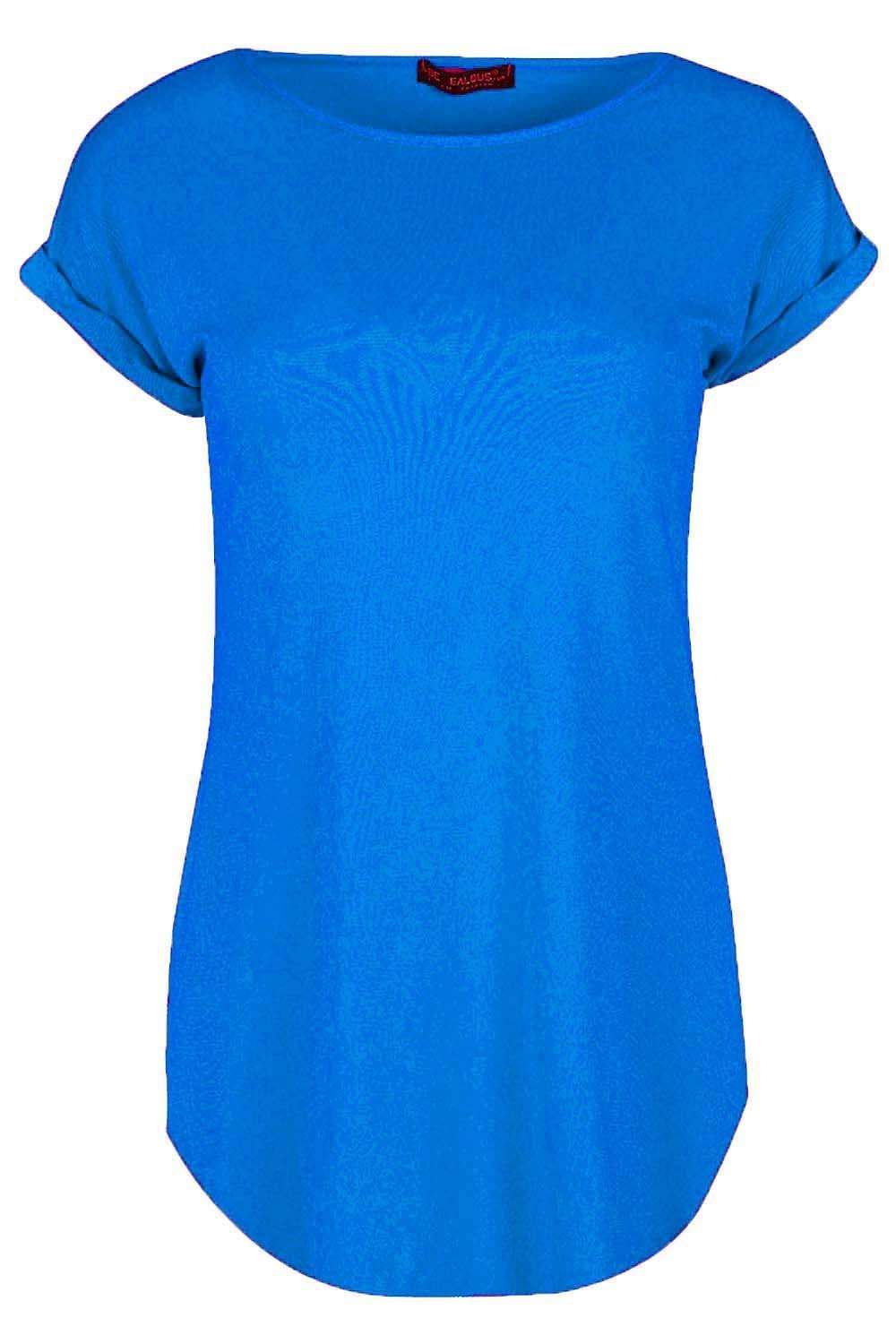Eliza Curved Hem Basic Jersey Tshirt - bejealous-com