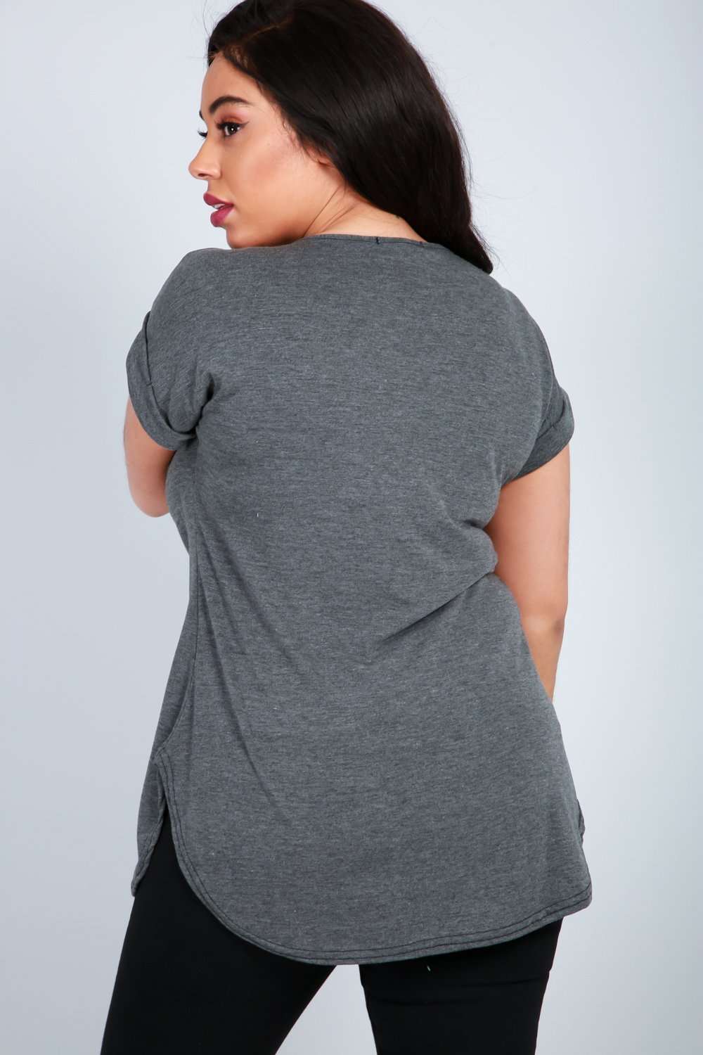 Eliza Plus Curved Hem Jersey Tshirt - bejealous-com