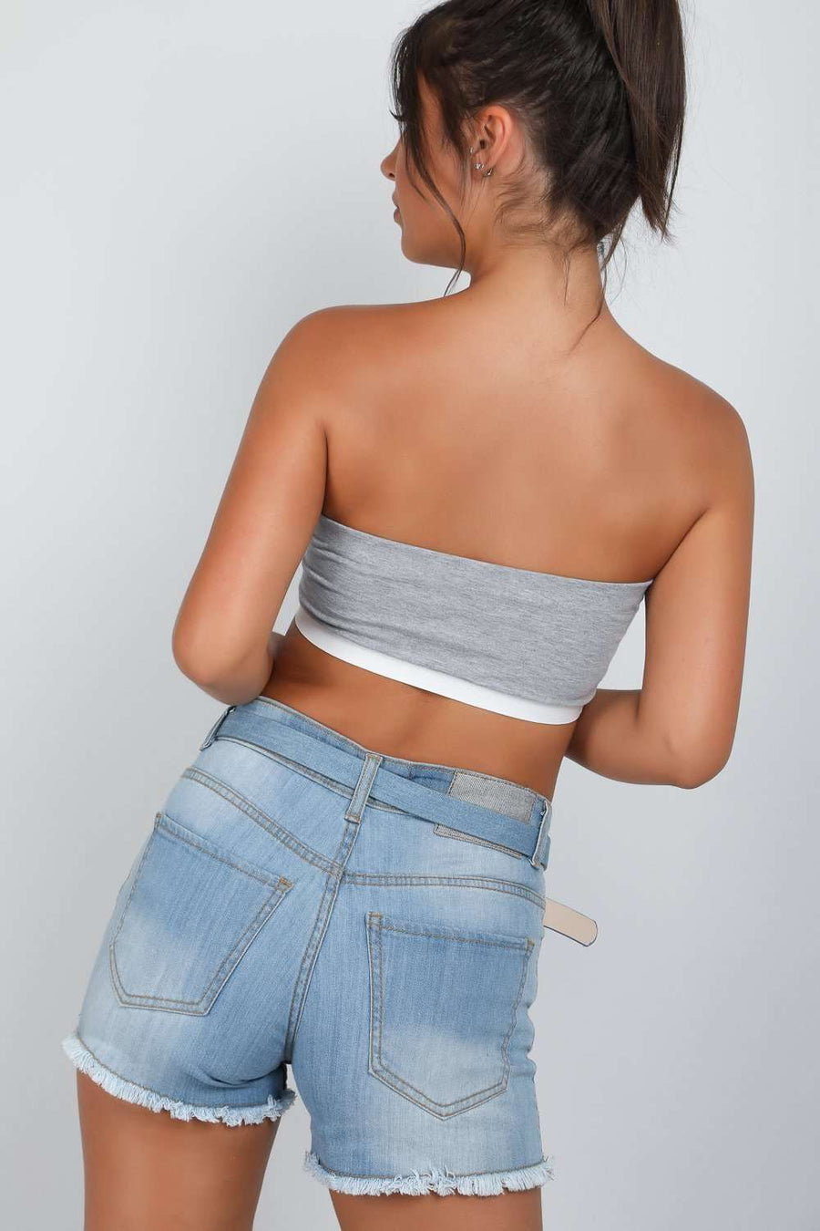 Ella Bandeau Basic Jersey Crop Top - bejealous-com