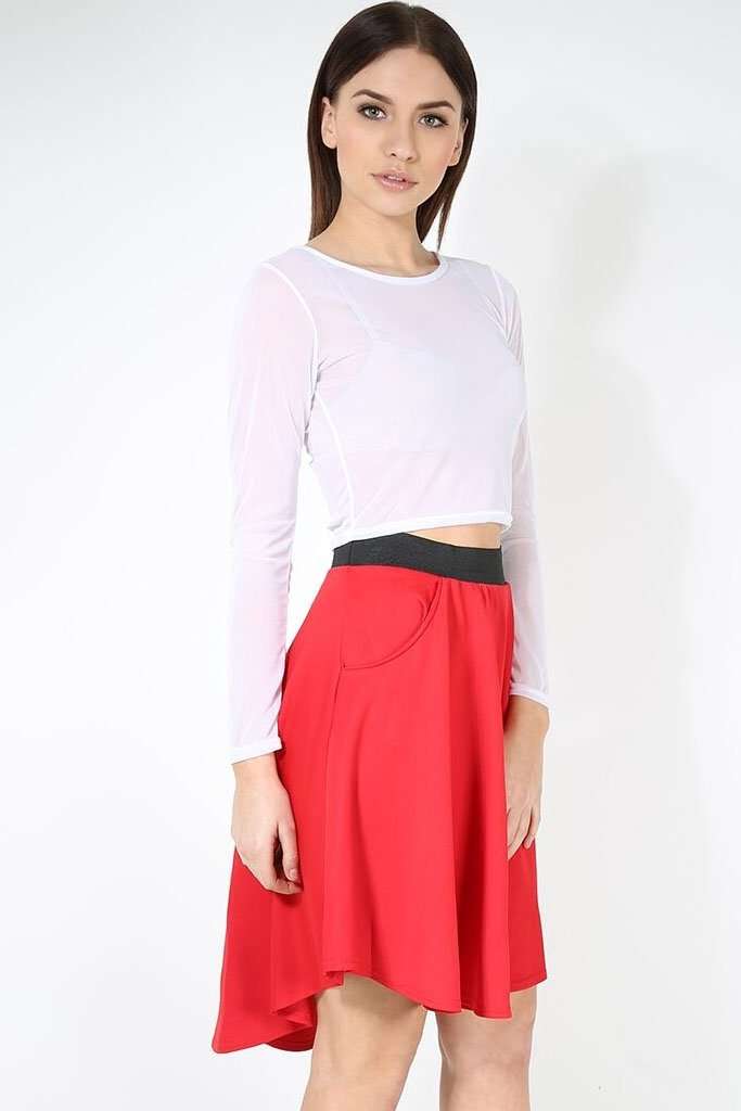 Ella High Waist Dipped Hem Midi Skirt - bejealous-com