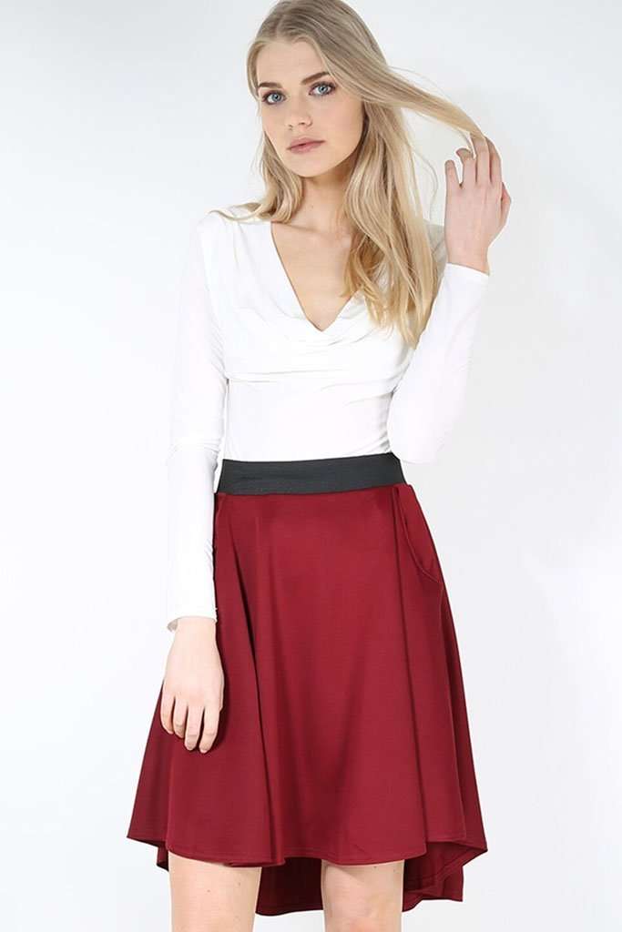Ella High Waist Dipped Hem Midi Skirt - bejealous-com