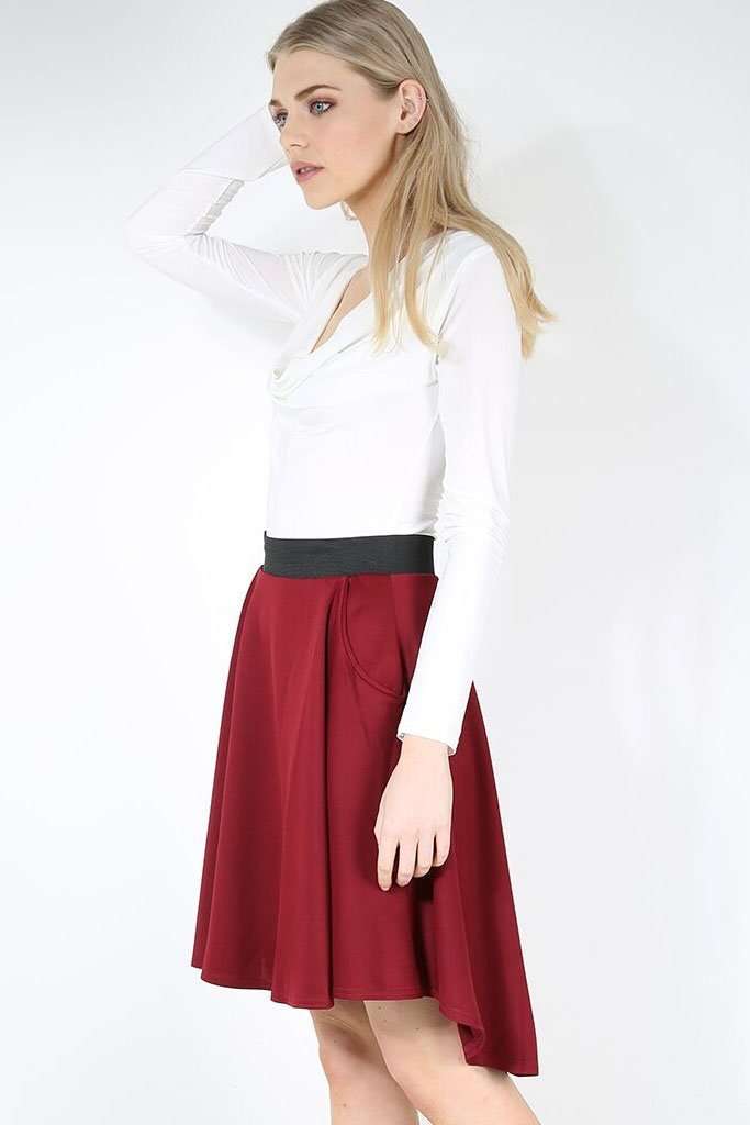 Ella High Waist Dipped Hem Midi Skirt - bejealous-com