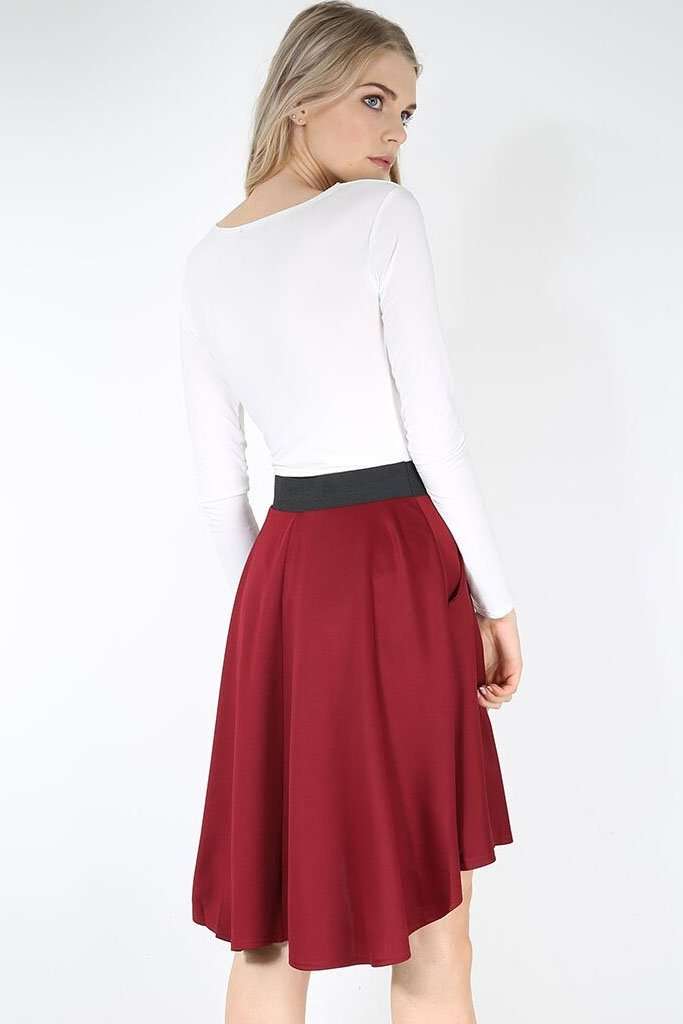 Ella High Waist Dipped Hem Midi Skirt - bejealous-com