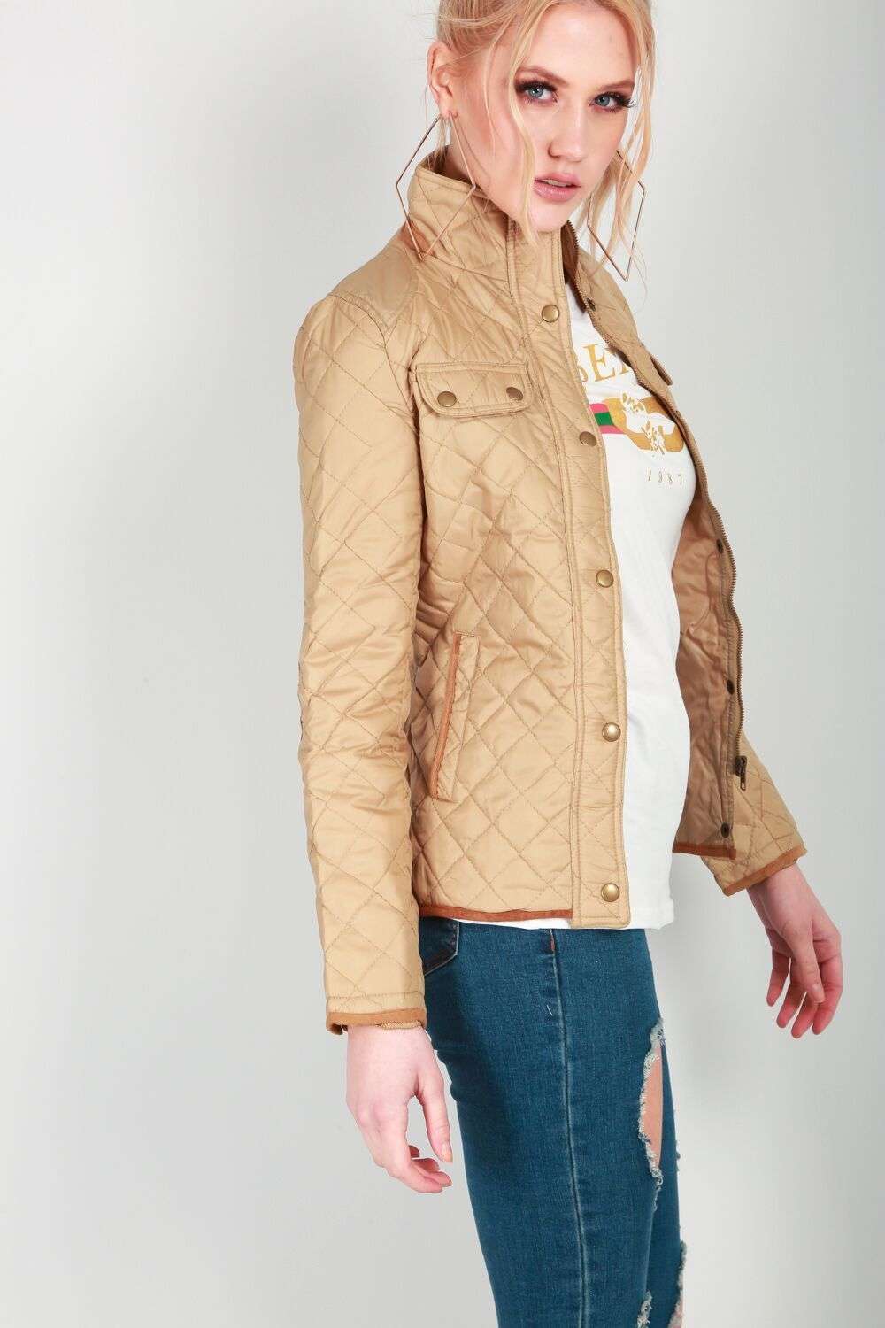 Ella Quilted Patched Jacket - bejealous-com