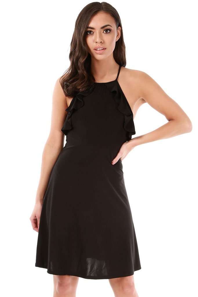 Ella Strappy Racer Back Frilly Mini Dress - bejealous-com