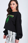 Ella Wild West Print Cropped Sweatshirt - bejealous-com