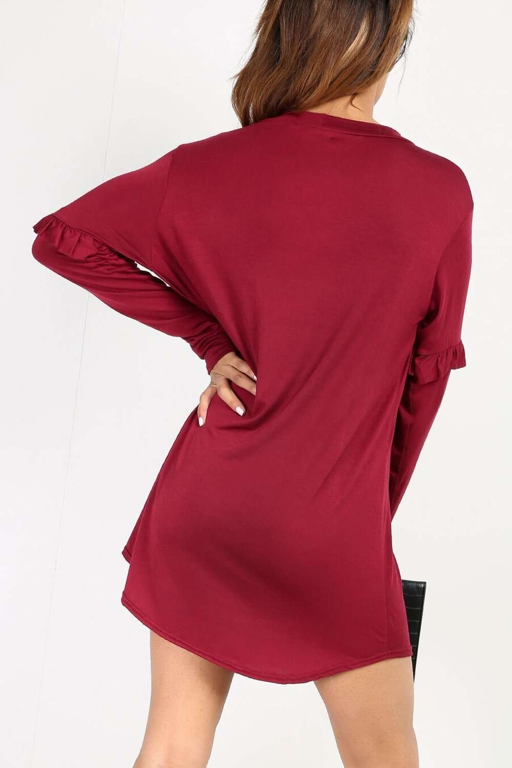 Ellia Long Sleeve Choker Neck Mini Dress - bejealous-com