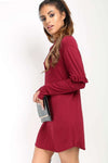 Ellia Long Sleeve Choker Neck Mini Dress - bejealous-com