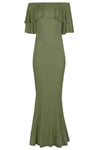 Ellie Bardot Frill Sleeve Fishtail Maxi Dress - bejealous-com