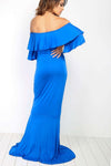 Ellie Bardot Frill Sleeve Fishtail Maxi Dress - bejealous-com