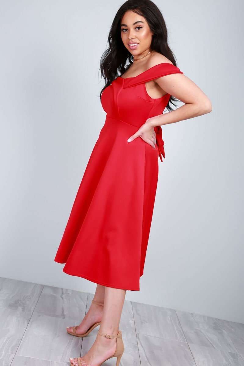 Ellie Plus Size Bardot Swing Dress - bejealous-com