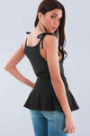 Eloise Strappy Square Neck Peplum Frill Top - bejealous-com