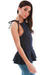 Eloise Strappy Square Neck Peplum Frill Top - bejealous-com