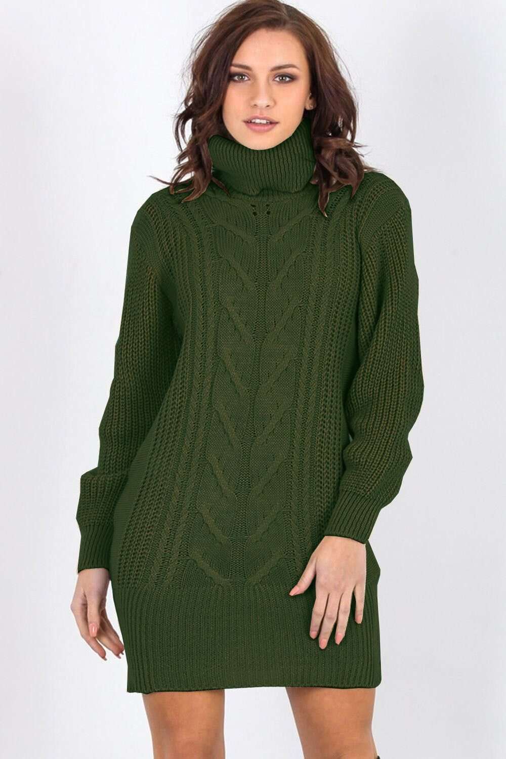 Elouise Roll Neck Knitted Jumper Dress - bejealous-com