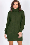 Long Sleeve Roll Neck Knitted Jumper Dress - bejealous-com