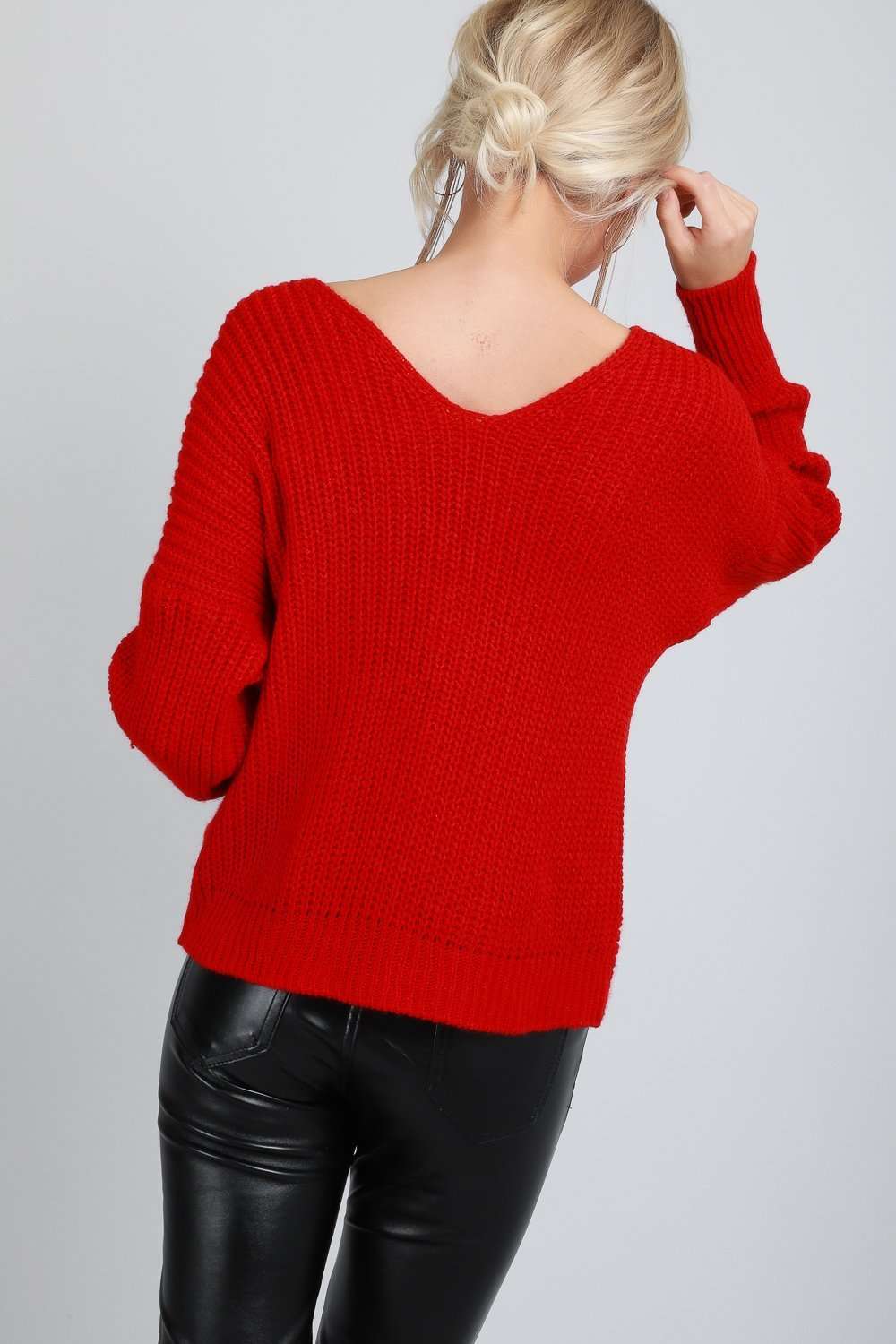Elsi Twisted Back Oversized Knitted Jumper - bejealous-com