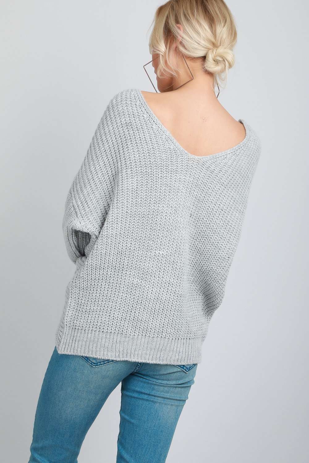 Elsi Twisted Back Oversized Knitted Jumper - bejealous-com