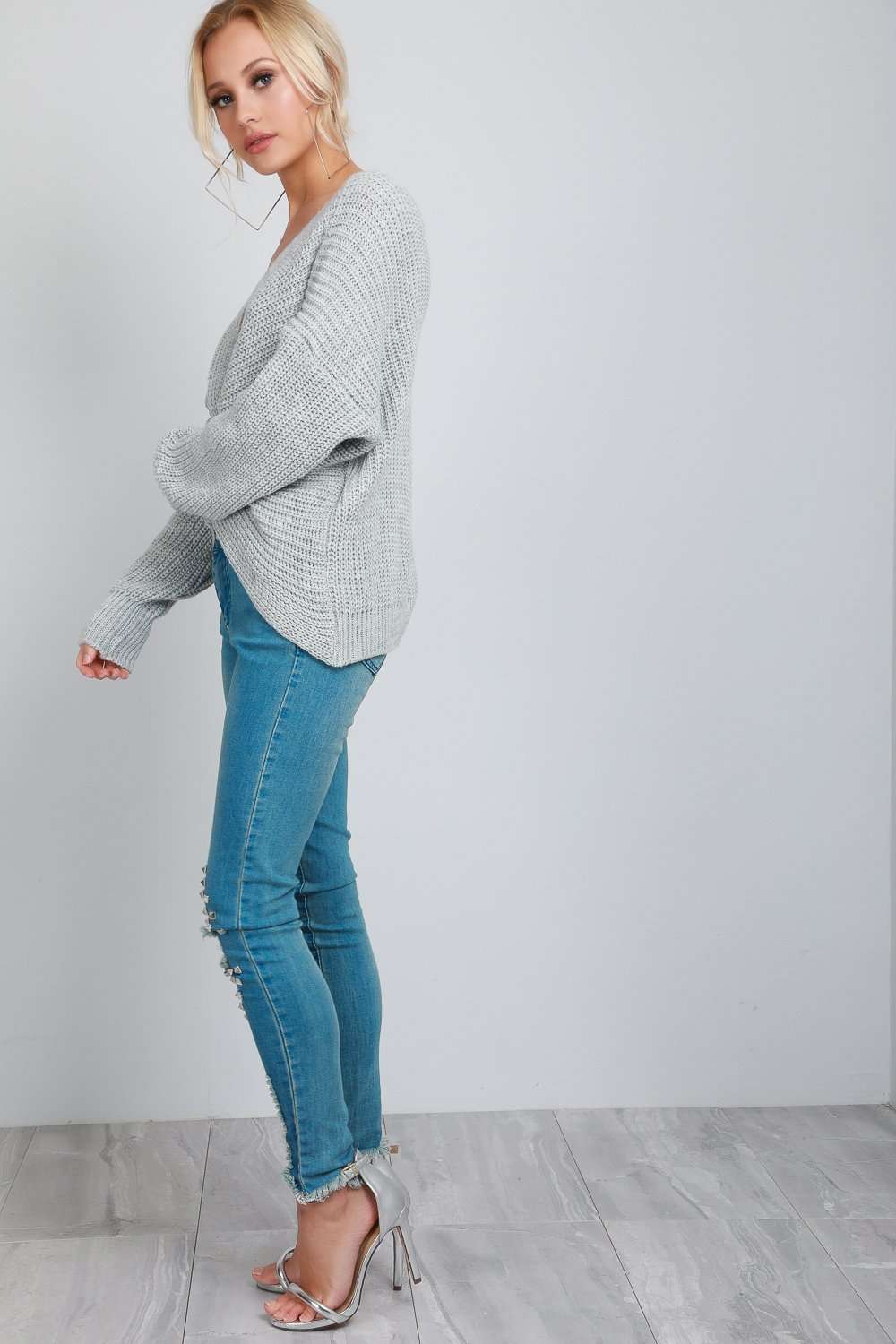 Elsi Twisted Back Oversized Knitted Jumper - bejealous-com