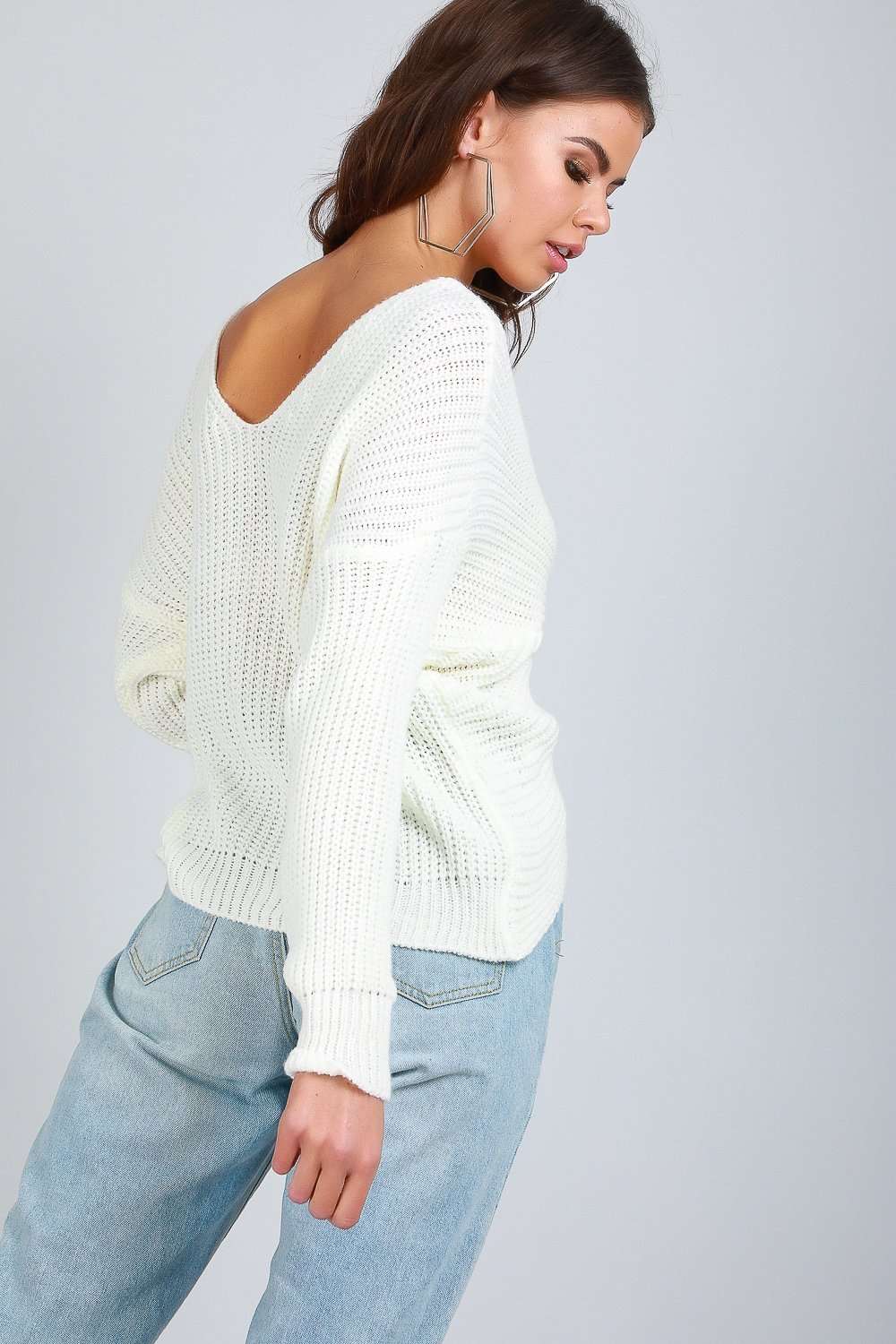 Elsi Twisted Front Oversized Knitted Jumper - bejealous-com