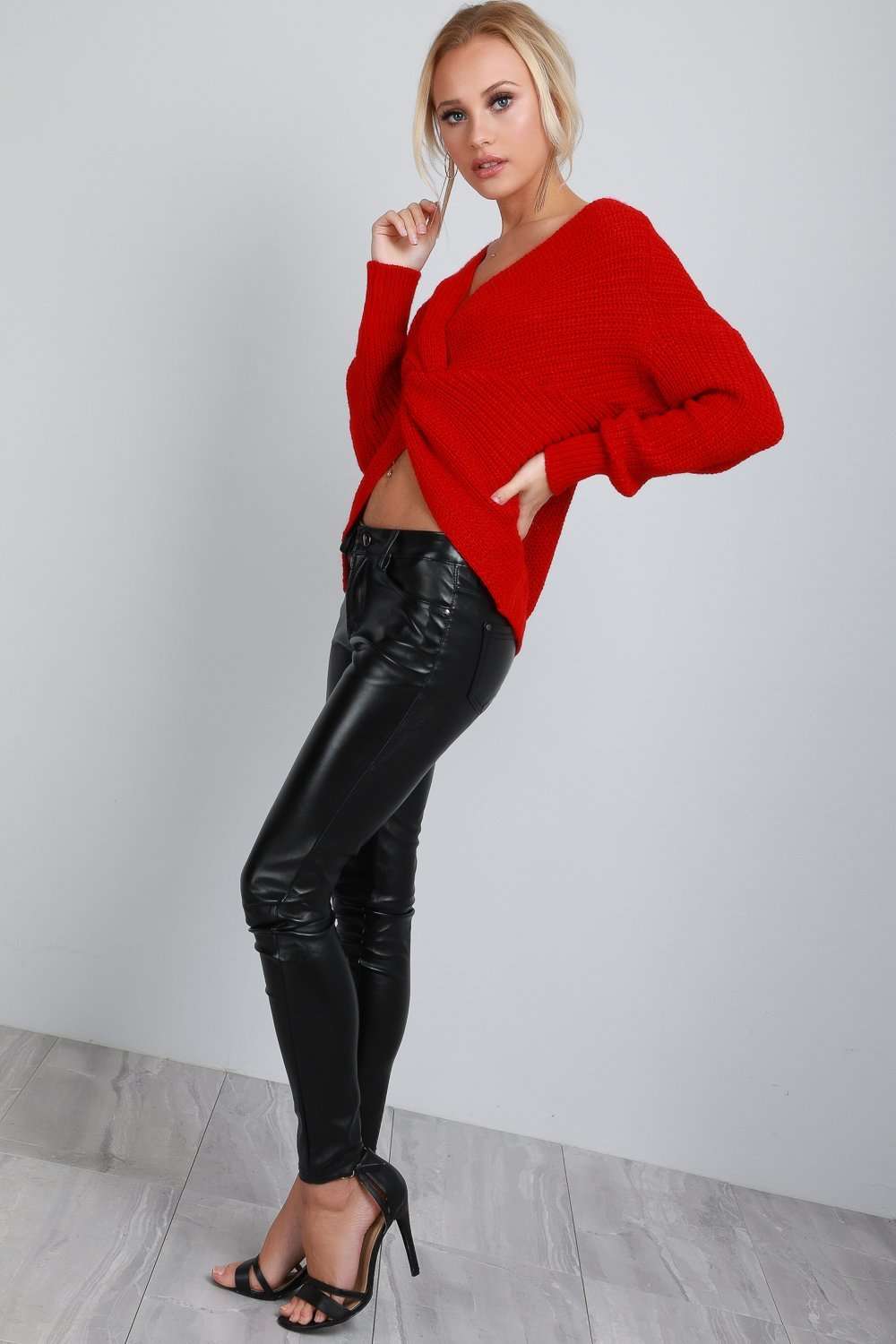 Elsi Twisted Front Oversized Knitted Jumper - bejealous-com