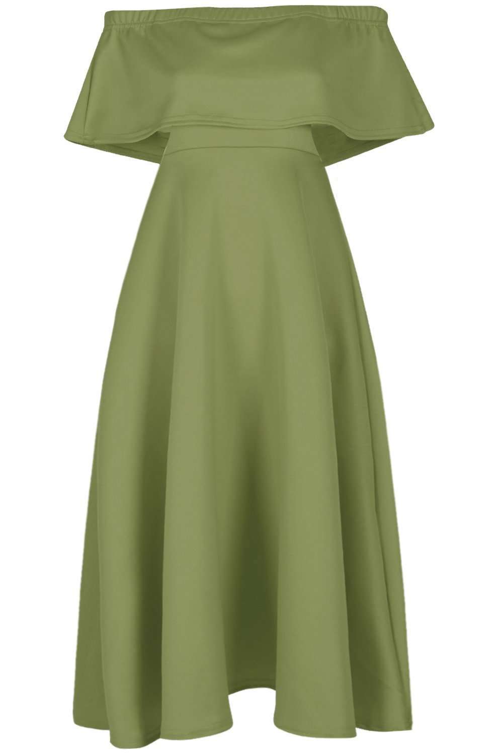 Elsie Bardot Frill Midi Skater Dress - bejealous-com