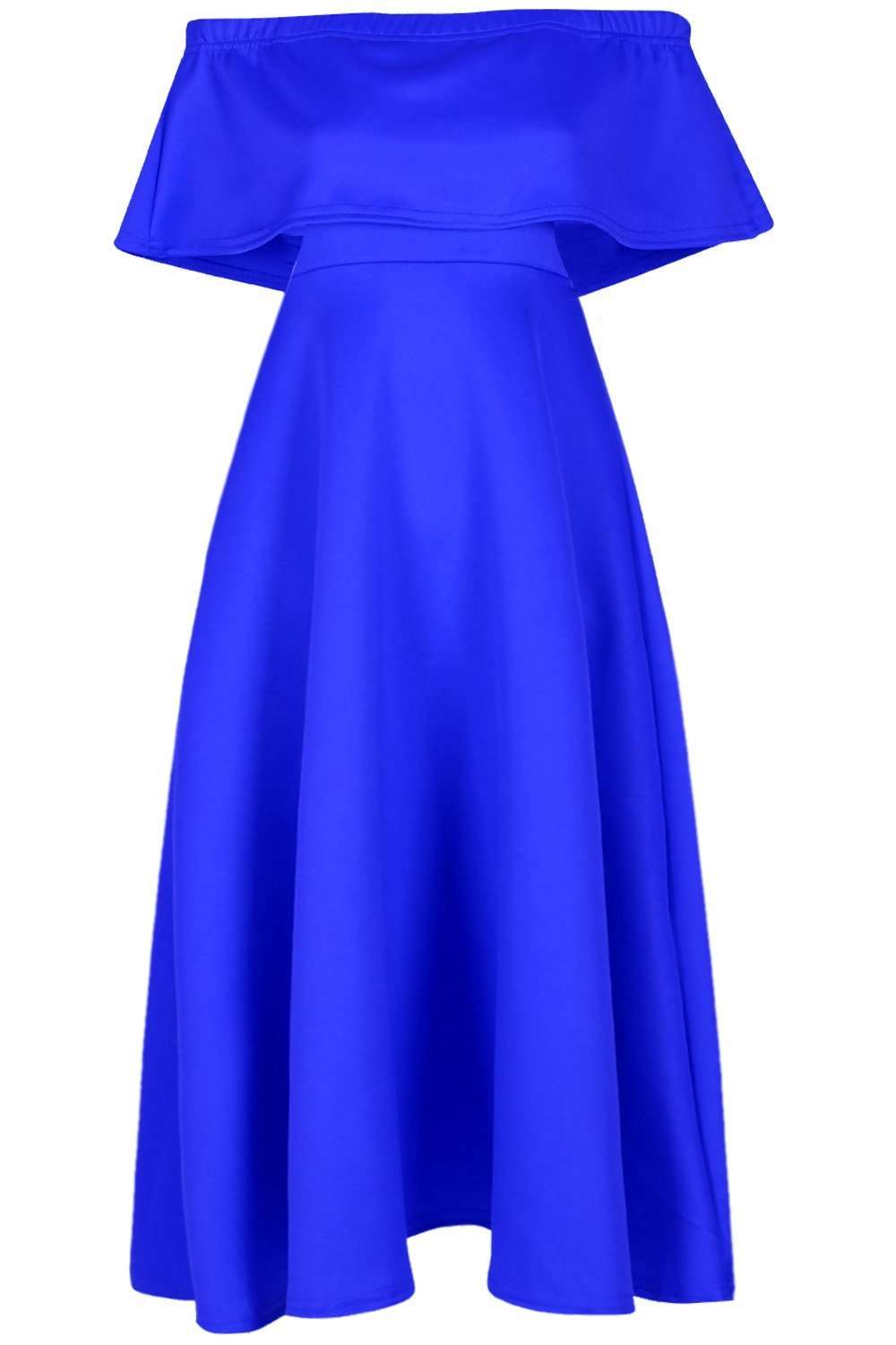 Elsie Bardot Frill Midi Skater Dress - bejealous-com
