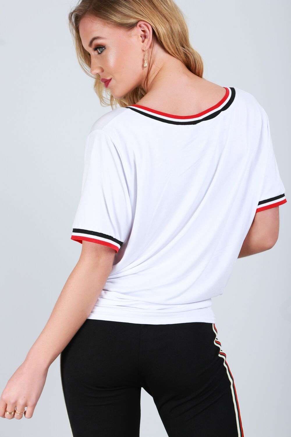 Elsie Oversized Vneck Striped Basic Tshirt - bejealous-com