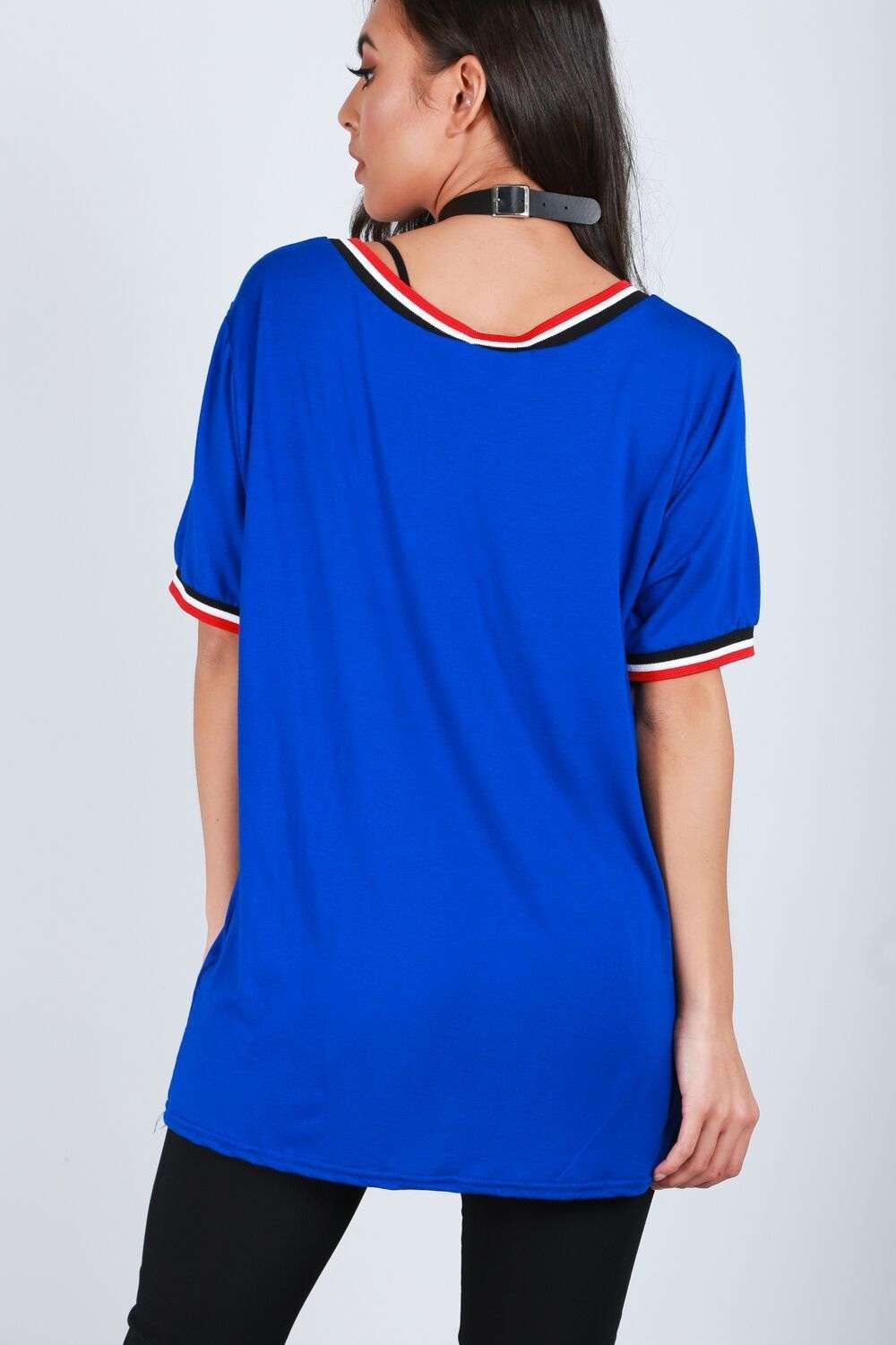 Elsie Oversized Vneck Striped Basic Tshirt - bejealous-com
