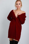 Elyssa Twist Front Oversized Knitted Jumper Dress - bejealous-com