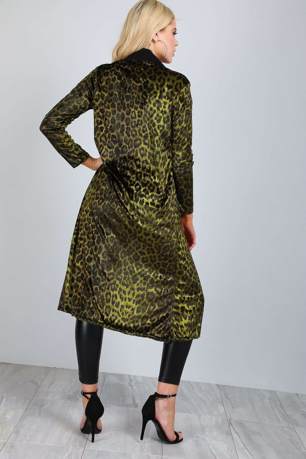 Emerald Long Sleeve Leopard Print Faux Velvet Jacket - bejealous-com