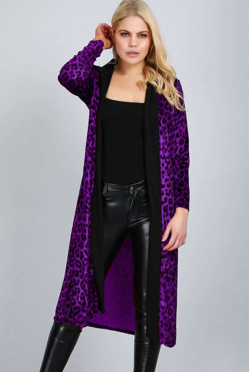 Emerald Long Sleeve Leopard Print Faux Velvet Jacket - bejealous-com