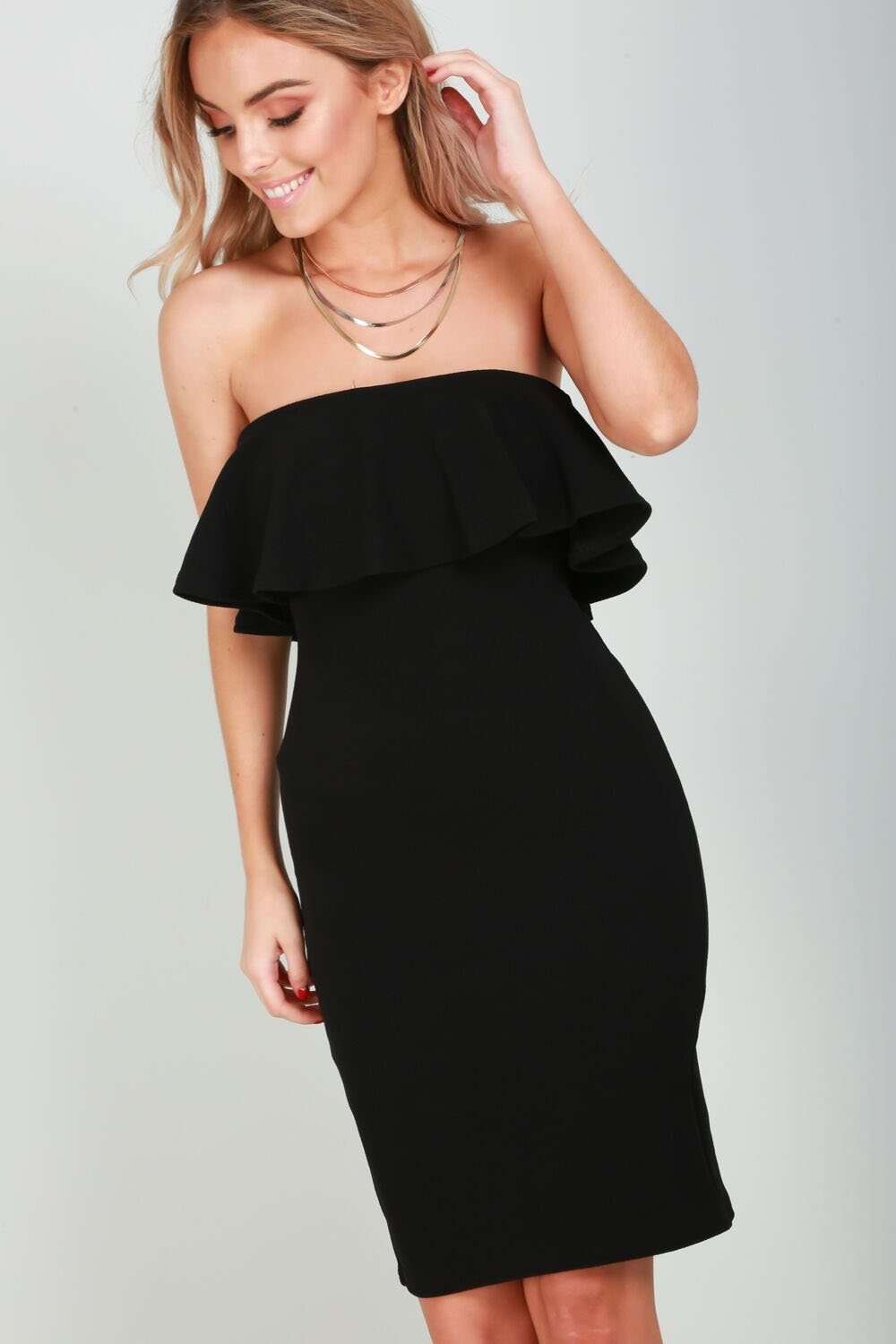 Emilia Cold Shoulder Frill Bodycon Dress - bejealous-com