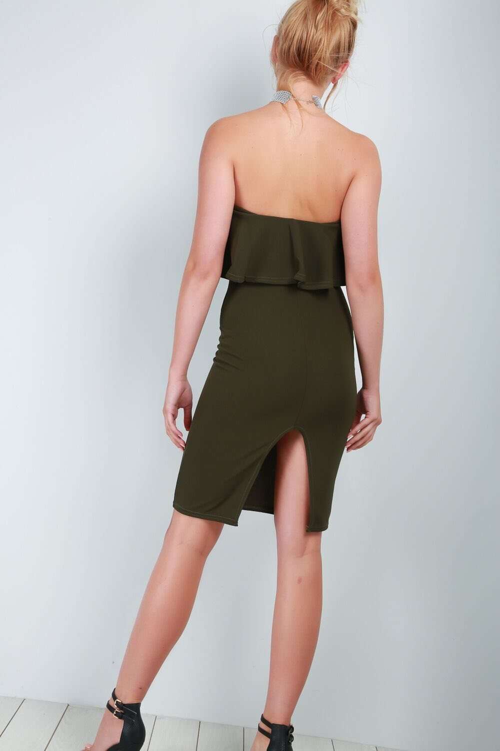 Emilia Cold Shoulder Frill Bodycon Dress - bejealous-com