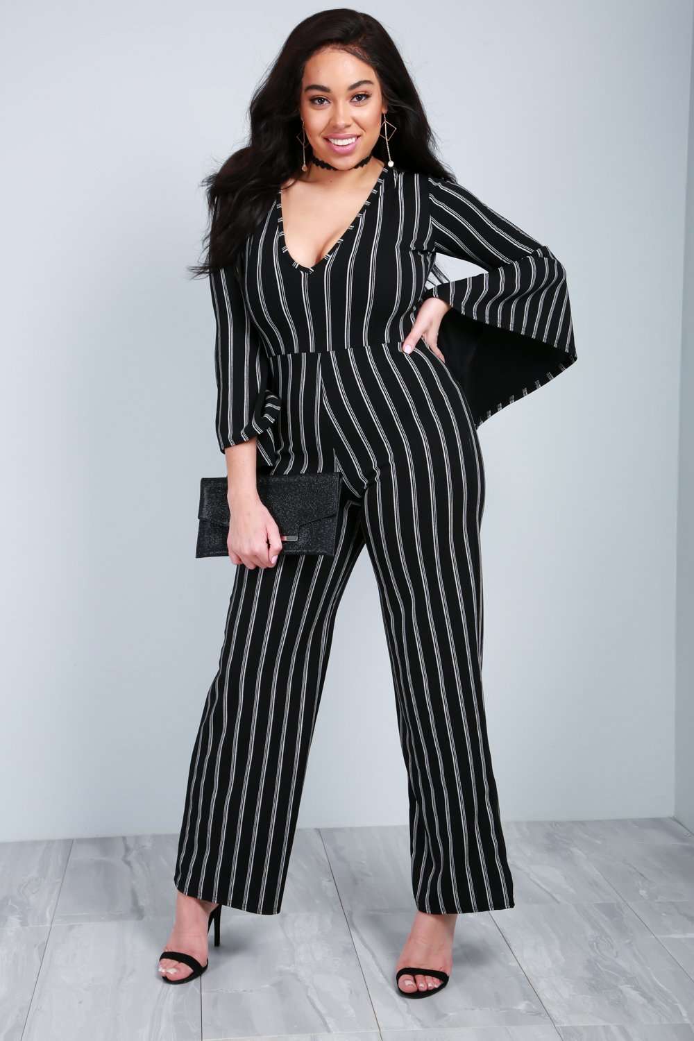 Emillie Plus Size Pinstripe Jumpsuit - bejealous-com