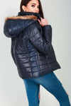 Emily Faux Fur Hooded High Shine Quilted Coat - bejealous-com