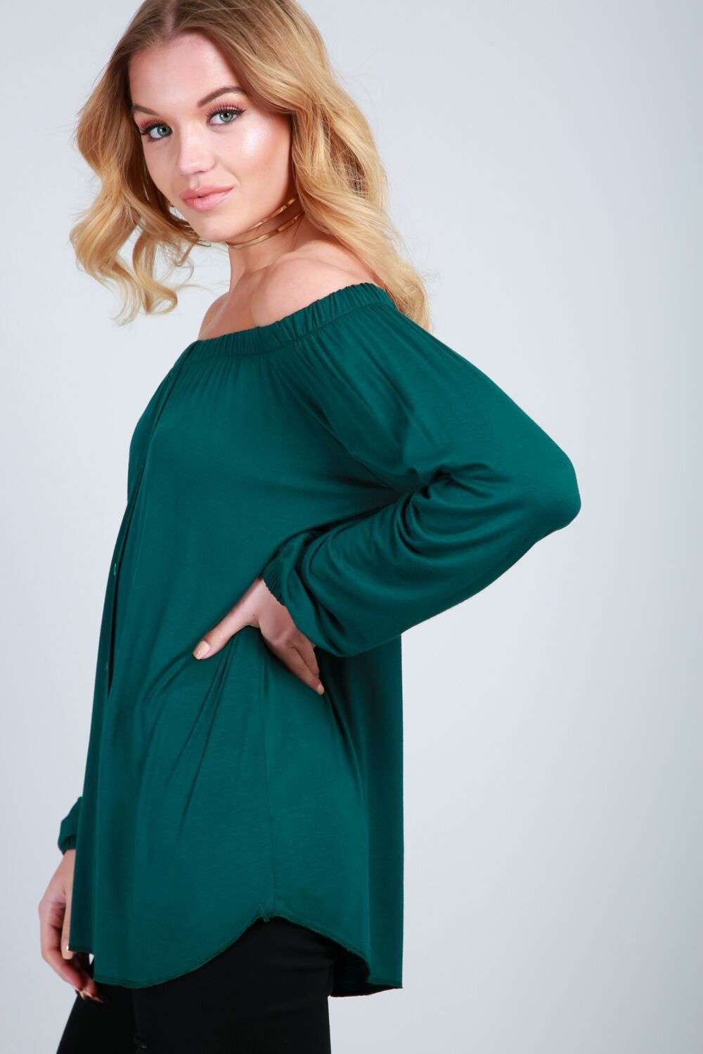 Erin Off Shoulder Button Front Top - bejealous-com