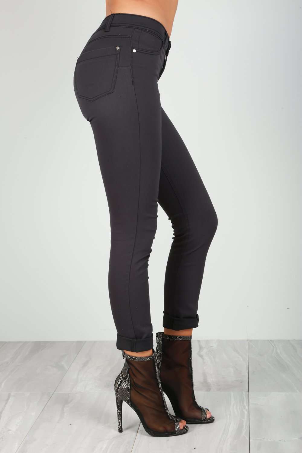 Esme High Waisted Grey Skinny Fit Jeans - bejealous-com