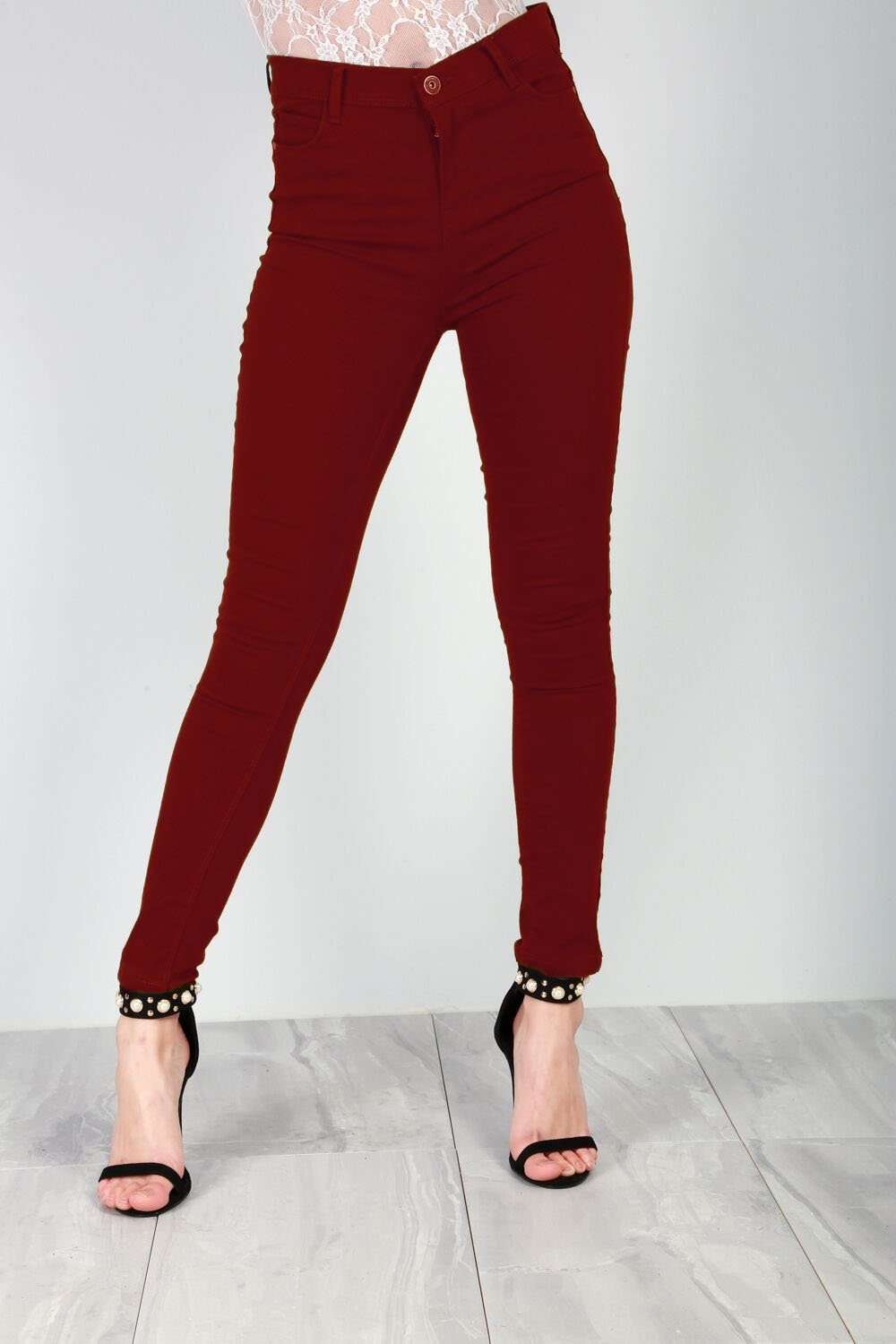 Esme High Waisted Grey Skinny Fit Jeans - bejealous-com