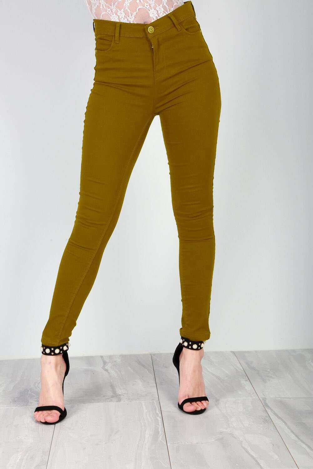 Esme High Waisted Grey Skinny Fit Jeans - bejealous-com