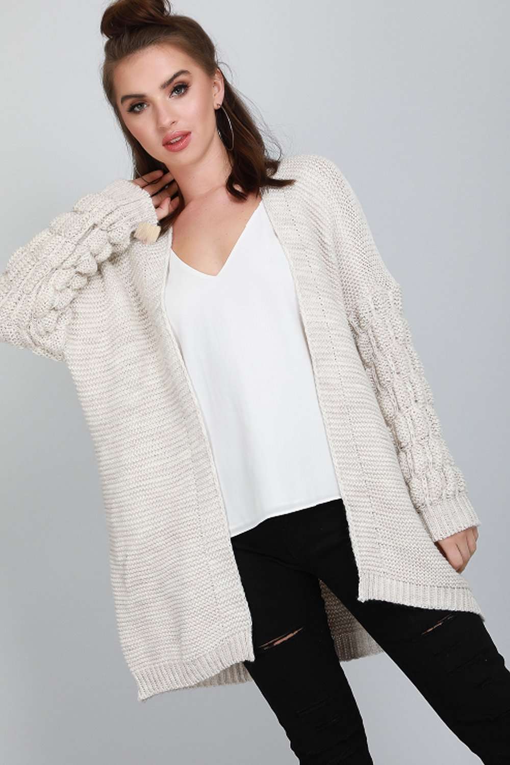 Esmee Bubble Sleeve Oversized Knitted Cardigan - bejealous-com