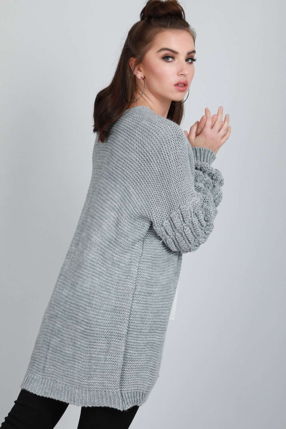 Esmee Bubble Sleeve Oversized Knitted Cardigan - bejealous-com