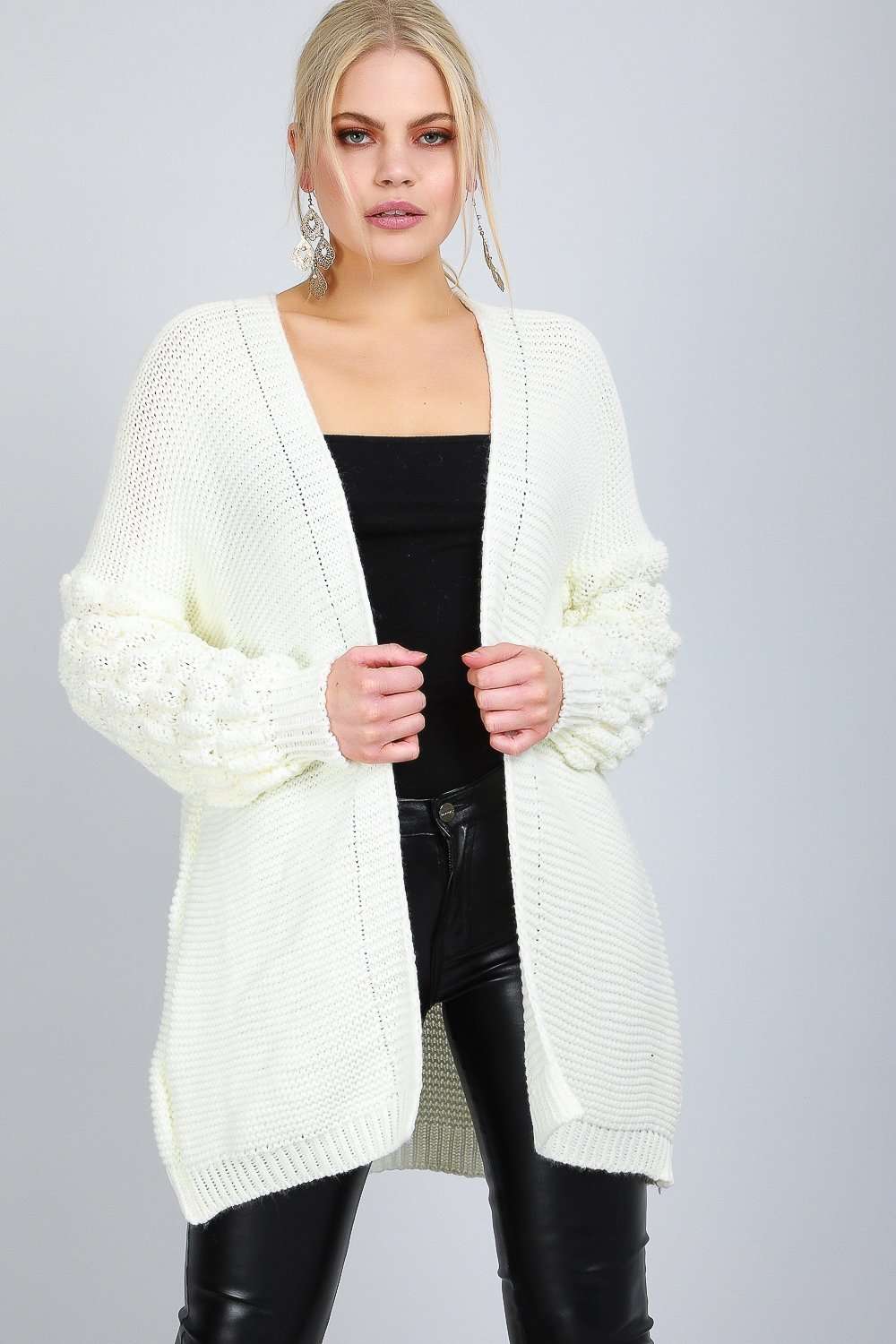 Esmee Bubble Sleeve Oversized Knitted Cardigan - bejealous-com